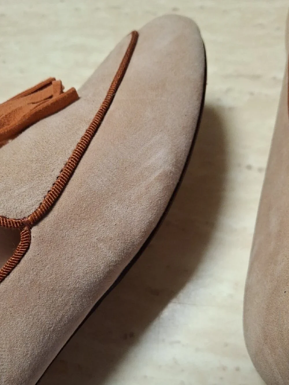 Birdies Beige Suede Tassel Loafers